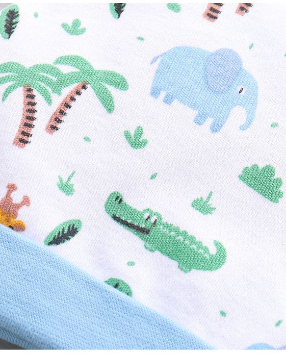 Babyhug 100% Cotton Caps Printed Blue - Diameter 11 cm