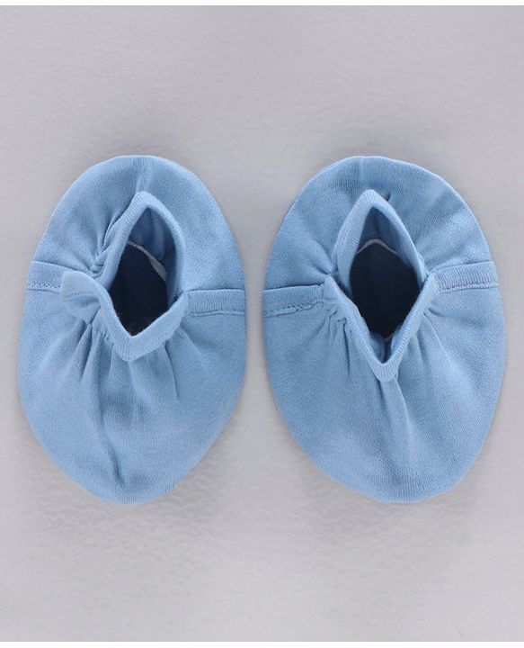 Babyhug 100% Cotton Mittens Solid And Tiger Print Pack of 2 - Blue White
