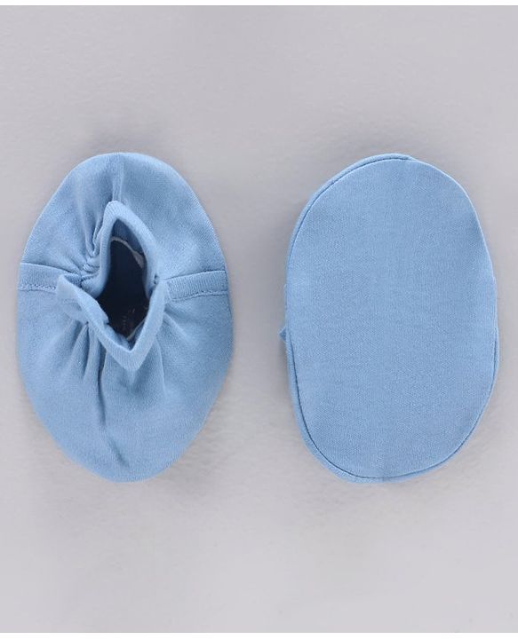 Babyhug 100% Cotton Mittens Solid And Tiger Print Pack of 2 - Blue White