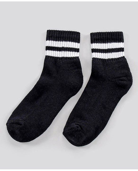 Pine Kids Ankle Length Anti Microbial Washed Socks Stripe Design Pack Of 5 - Red Grey Yellow Black White
