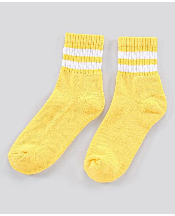 Pine Kids Ankle Length Anti Microbial Washed Socks Stripe Design Pack Of 5 - Red Grey Yellow Black White