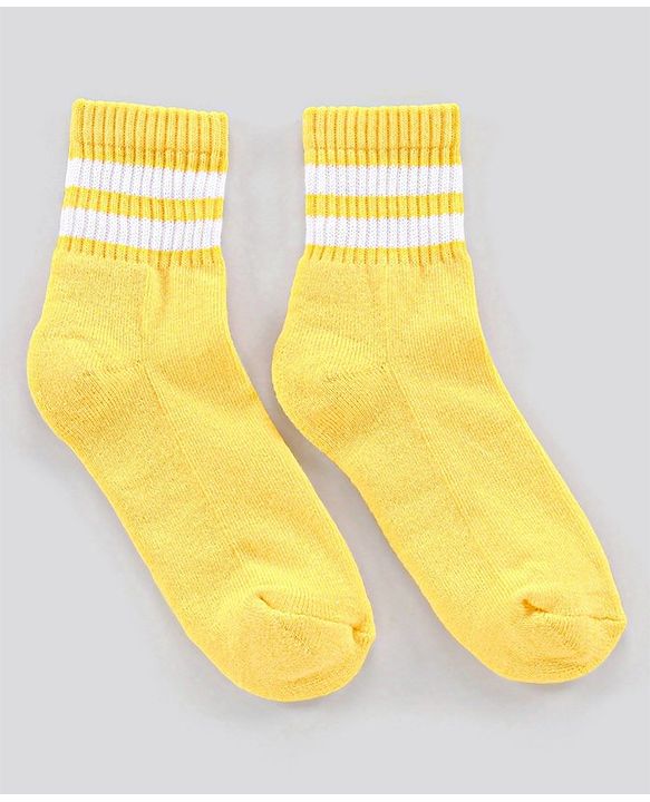 Pine Kids Ankle Length Anti Microbial Washed Socks Stripe Design Pack Of 5 - Red Grey Yellow Black White