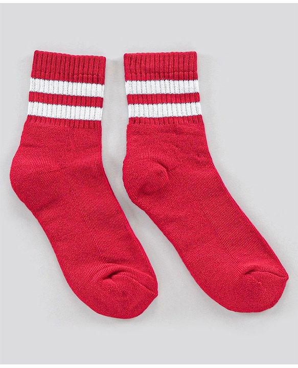 Pine Kids Ankle Length Anti Microbial Washed Socks Stripe Design Pack Of 5 - Red Grey Yellow Black White