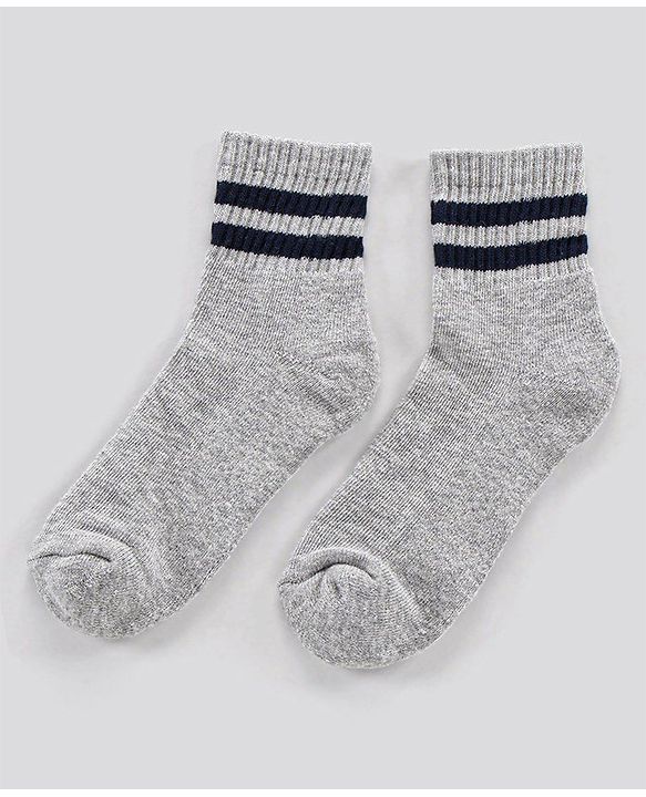 Pine Kids Ankle Length Anti Microbial Washed Socks Stripe Design Pack Of 5 - Red Grey Yellow Black White