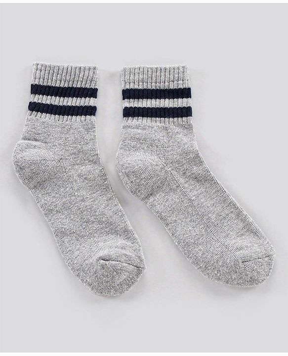 Pine Kids Ankle Length Anti Microbial Washed Socks Stripe Design Pack Of 5 - Red Grey Yellow Black White