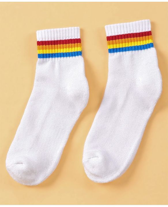 Pine Kids Ankle Length Knitted Socks Stripes Design Pack of 5 - Multicolour