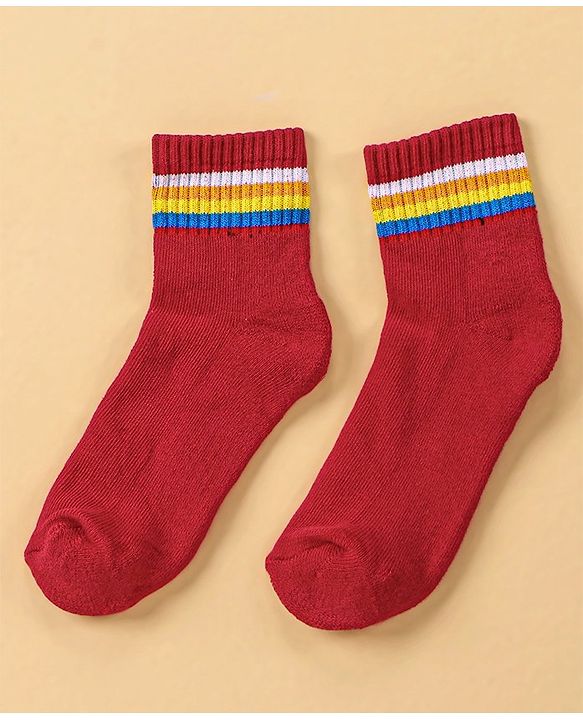 Pine Kids Ankle Length Knitted Socks Stripes Design Pack of 5 - Multicolour