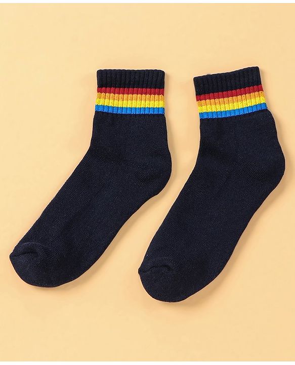 Pine Kids Ankle Length Knitted Socks Stripes Design Pack of 5 - Multicolour