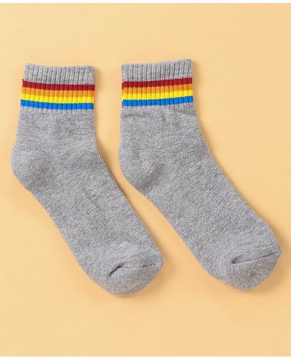 Pine Kids Ankle Length Knitted Socks Stripes Design Pack of 5 - Multicolour