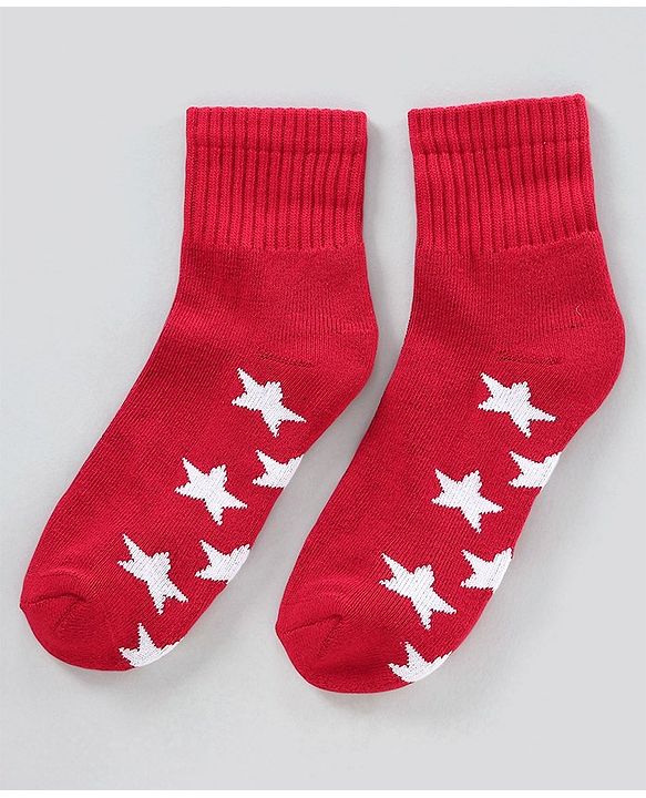 Pine Kids Anti Microbial Washed Socks Star Print Pack Of 3 - Red White Navy