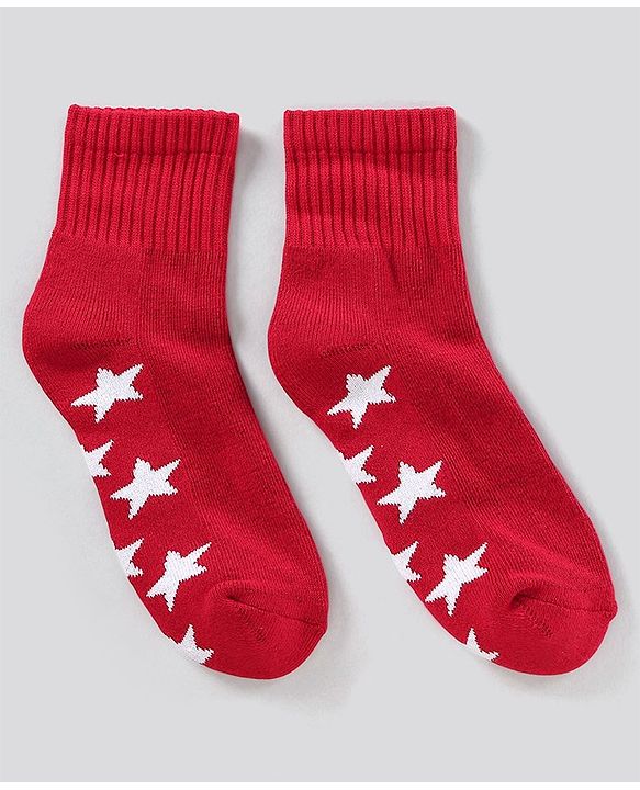Pine Kids Anti Microbial Washed Socks Star Print Pack Of 3 - Red White Navy