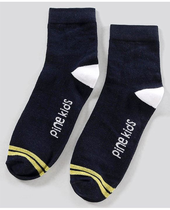 Pine Kids Ankle Length Anti Microbial Washed Socks Text Design Pack Of 3 - Grey Black Yellow