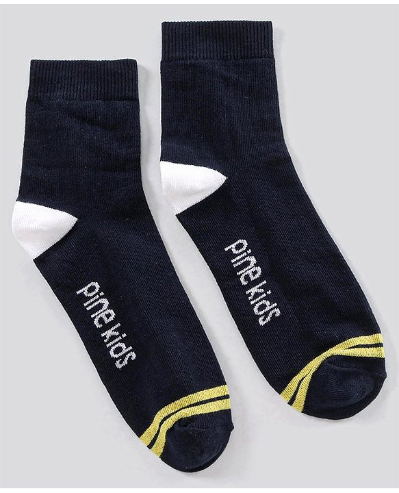 Pine Kids Ankle Length Anti Microbial Washed Socks Text Design Pack Of 3 - Grey Black Yellow