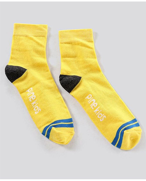 Pine Kids Ankle Length Anti Microbial Washed Socks Text Design Pack Of 3 - Grey Black Yellow