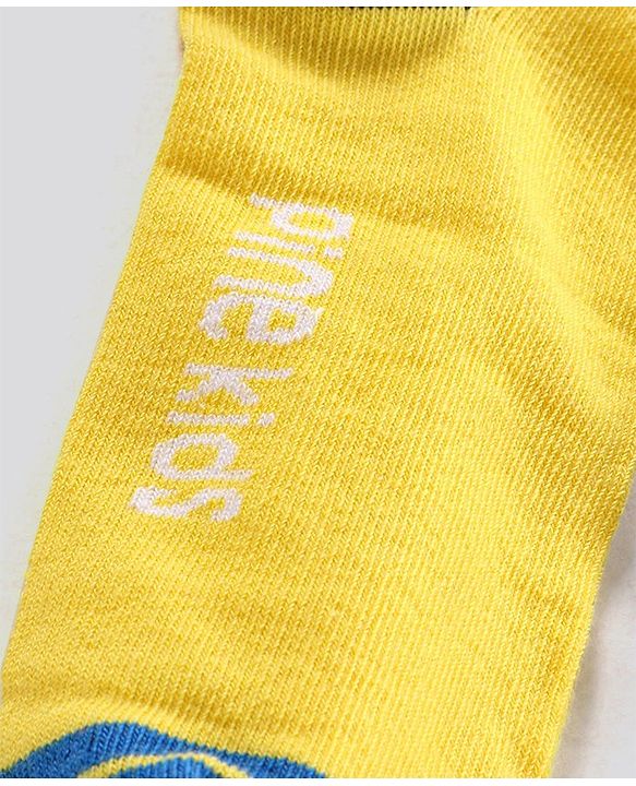 Pine Kids Ankle Length Anti Microbial Washed Socks Text Design Pack Of 3 - Grey Black Yellow