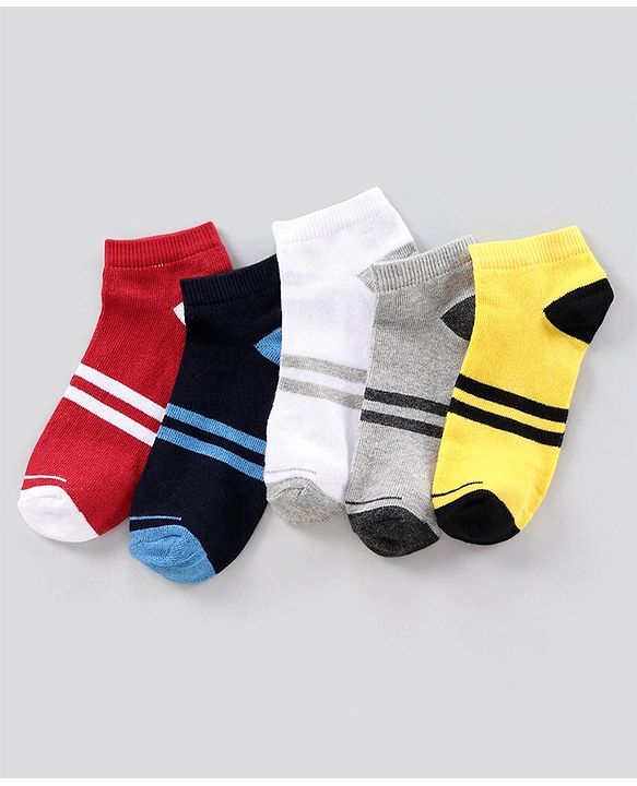 Pine Kids Anti Microbial Washed Stripe Socks Pack Of 5 - Multicolor