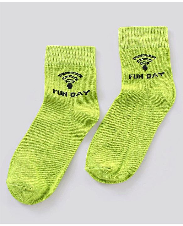 Pine Kids Ankle Length Anti Microbial Washed Socks Text Design Pack Of 7 - Blue Yellow Green Red Black Grey