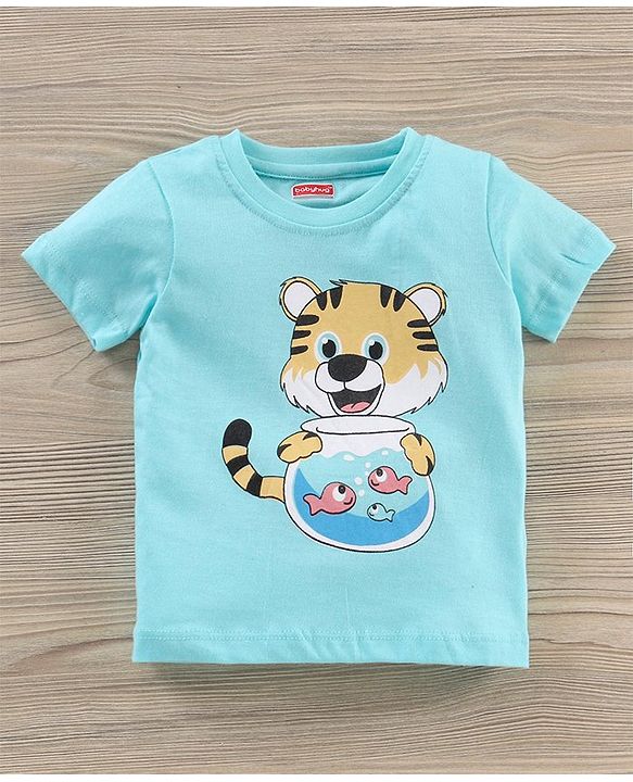 Babyhug Half Sleeves T-shirt With Shorts Animal Print - Yellow and Blue