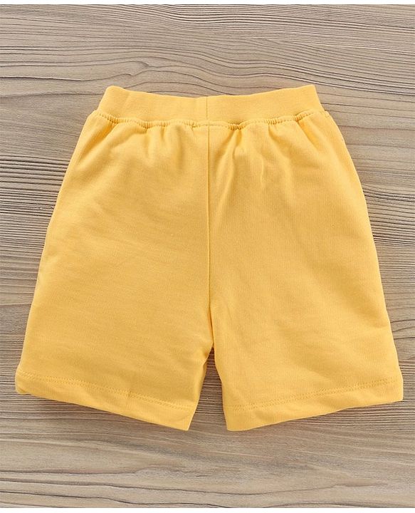 Babyhug Half Sleeves T-shirt With Shorts Animal Print - Yellow and Blue