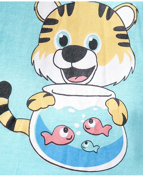 Babyhug Half Sleeves T-shirt With Shorts Animal Print - Yellow and Blue