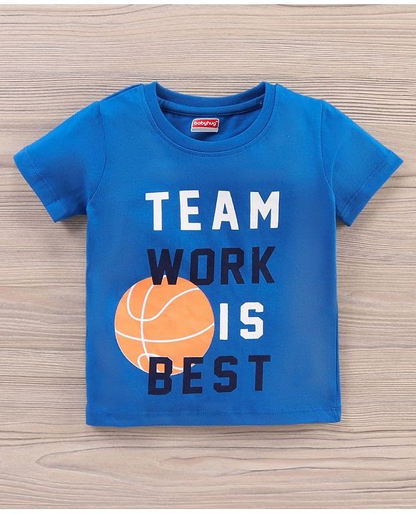 Babyhug Half Sleeves T-Shirt and Knee Length Bottomwear Text Print - Blue Orange