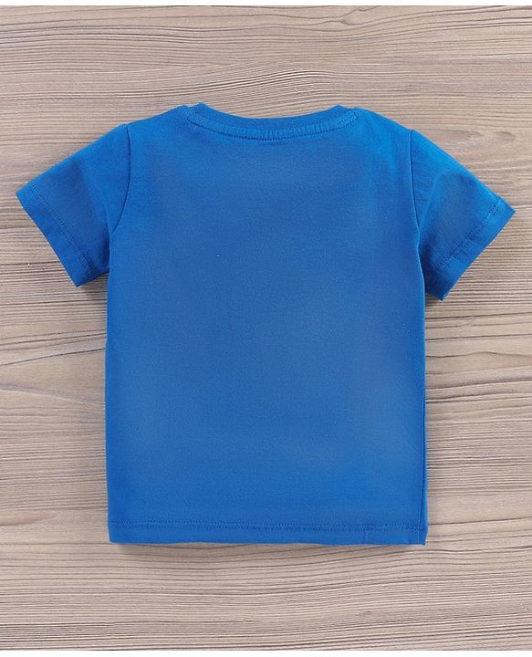 Babyhug Half Sleeves T-Shirt and Knee Length Bottomwear Text Print - Blue Orange