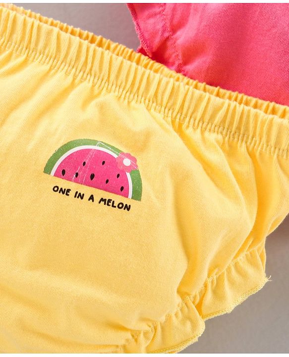 Babyhug Cotton Panties Printed Pack of 3 - Pink Yellow