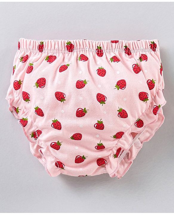 Babyhug Cotton Bloomers Polka Dot & Strawberry Printed Pack of 3 - Red Pink Green