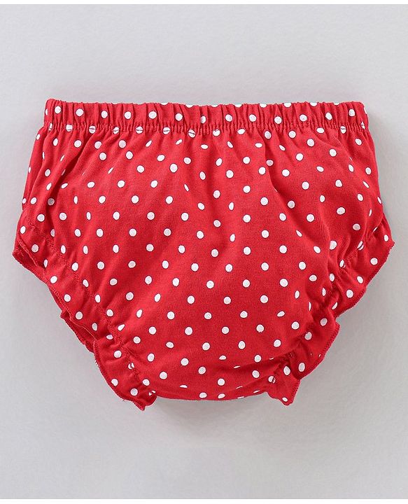 Babyhug Cotton Bloomers Polka Dot & Strawberry Printed Pack of 3 - Red Pink Green