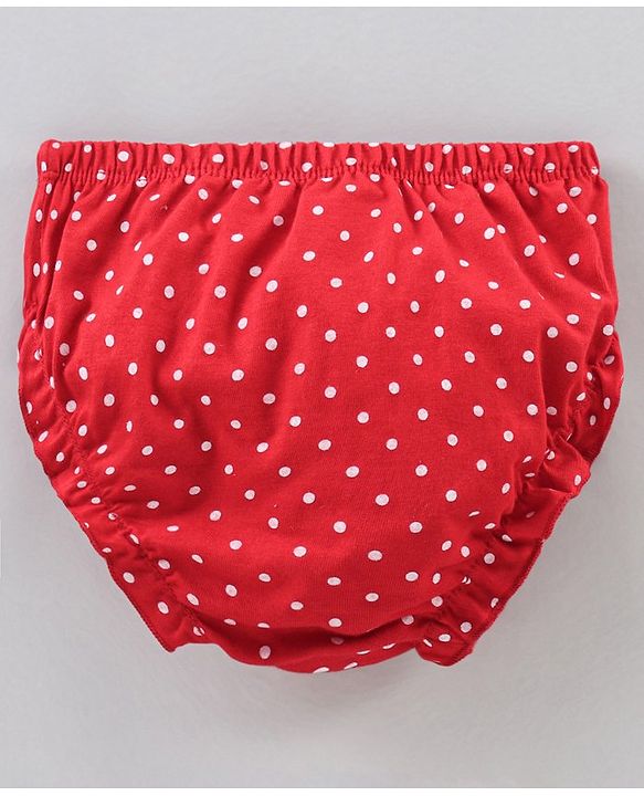 Babyhug Cotton Bloomers Polka Dot & Strawberry Printed Pack of 3 - Red Pink Green