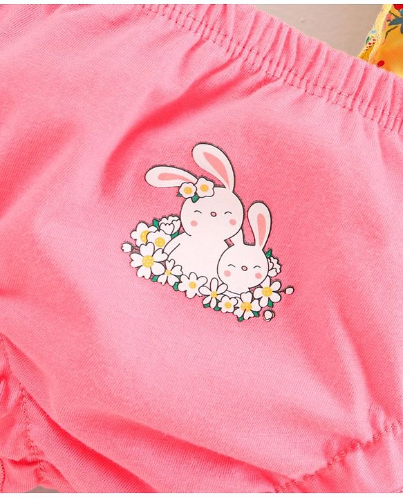 Babyhug Bloomers Multi Print Pack Of 3 - Pink Yellow