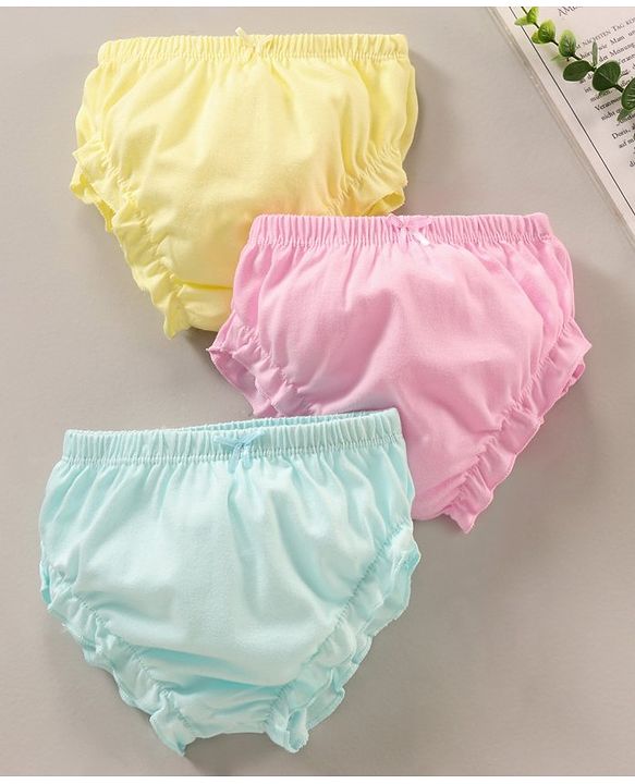 Babyhug Cotton Solid Bloomer Pack Of 3 - Pink Blue & Yellow