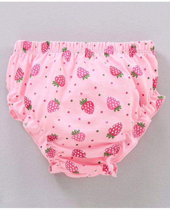 Babyhug Cotton Bloomers Strawberry Printed Pack of 3 - Pink & Yellow