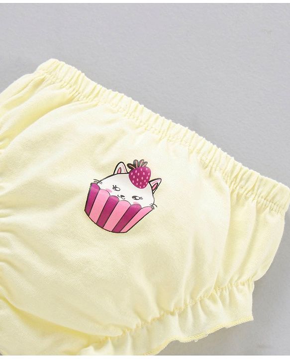 Babyhug Cotton Bloomers Strawberry Printed Pack of 3 - Pink & Yellow