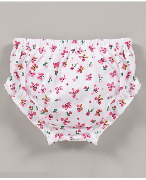 Babyhug Cotton Panties Butterfly Printed & Striped Pack Of 3 - Multicolour