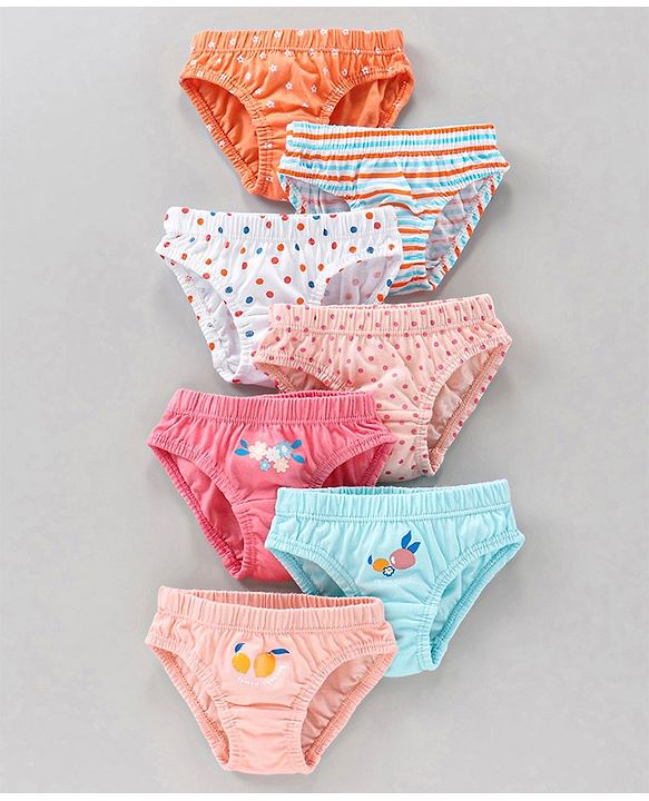 Babyhug 100% Cotton Panties Floral Print Pack of 7 - Multicolour