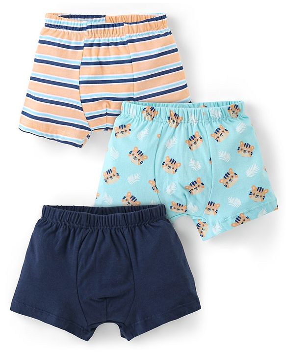 Babyhug 100% Cotton Briefs Set Printed Pack of 3 - Blue Yellow