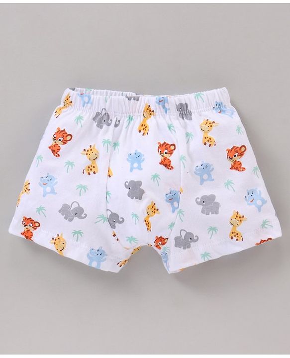 Babyhug 100% Cotton Striped & Animal Printed Briefs Pack Of 3 - Blue Orange & White