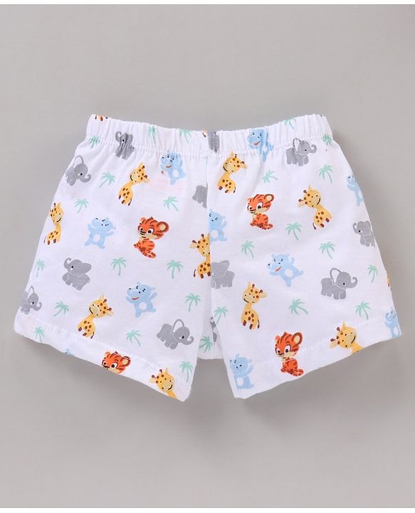 Babyhug 100% Cotton Striped & Animal Printed Briefs Pack Of 3 - Blue Orange & White
