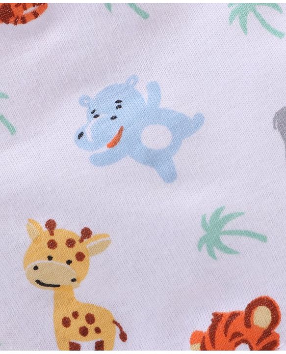 Babyhug 100% Cotton Striped & Animal Printed Briefs Pack Of 3 - Blue Orange & White