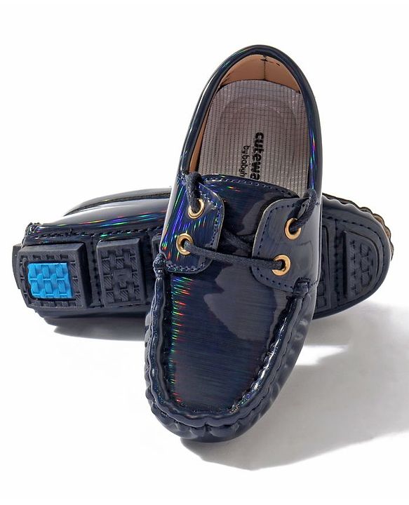 Cute Walk by Babyhug Lace Party Wear Loafer Shoes - Blue