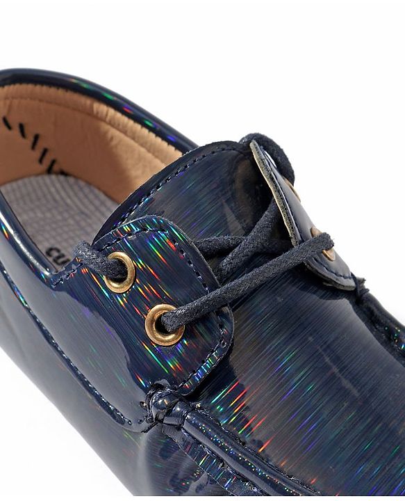 Cute Walk by Babyhug Lace Party Wear Loafer Shoes - Blue