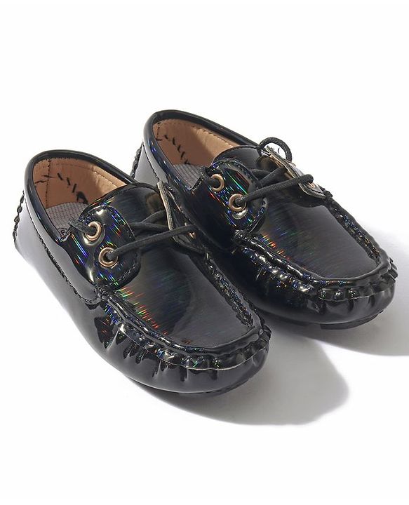 Cute Walk by Babyhug Lace Party Wear Loafer Shoes - Black