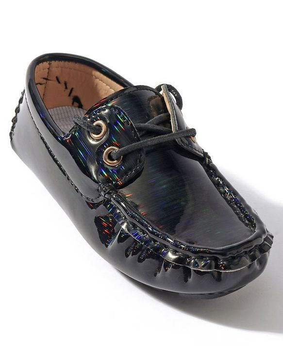 Cute Walk by Babyhug Lace Party Wear Loafer Shoes - Black