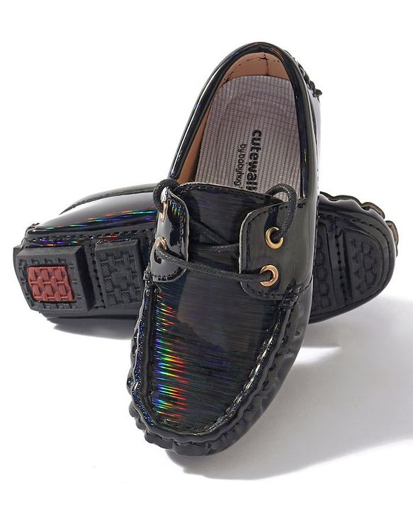 Cute Walk by Babyhug Lace Party Wear Loafer Shoes - Black
