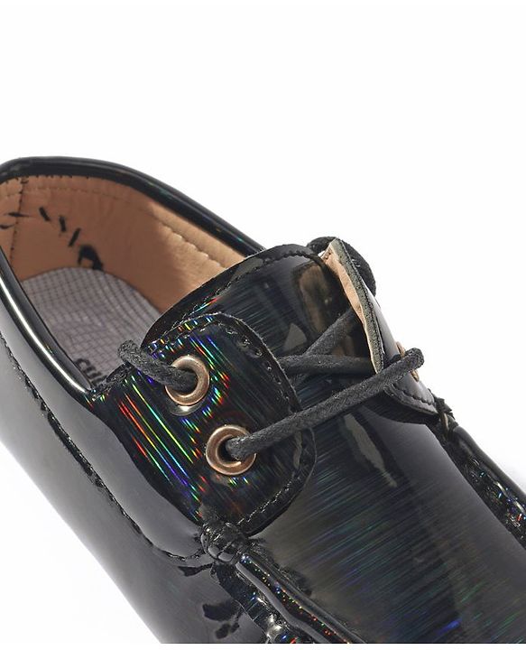 Cute Walk by Babyhug Lace Party Wear Loafer Shoes - Black