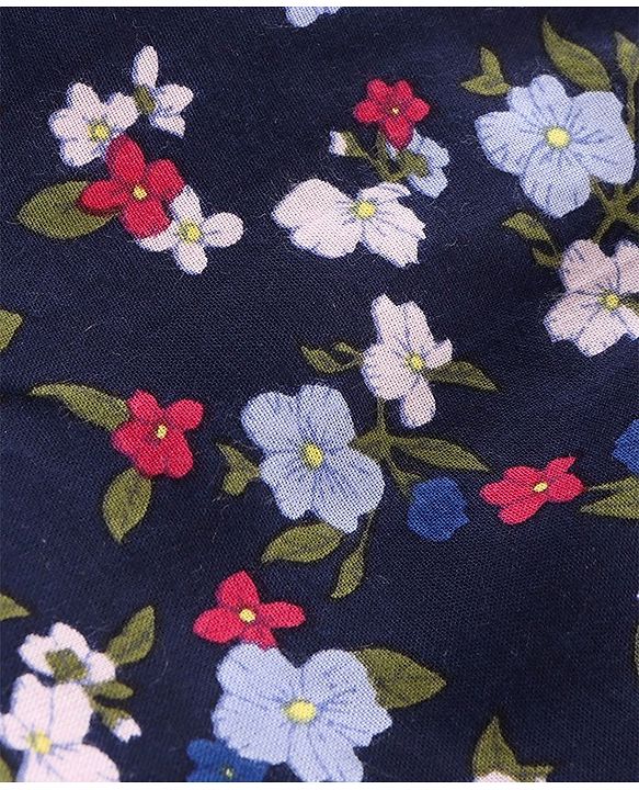 Babyhug 100 % Rayon Sleeveless Jumpsuit Floral Print- Blue