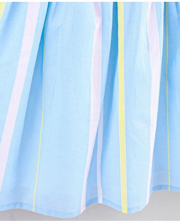 Babyhug 100% Cotton Yarn Dyed Smocked Singlet Striped Frock - Blue