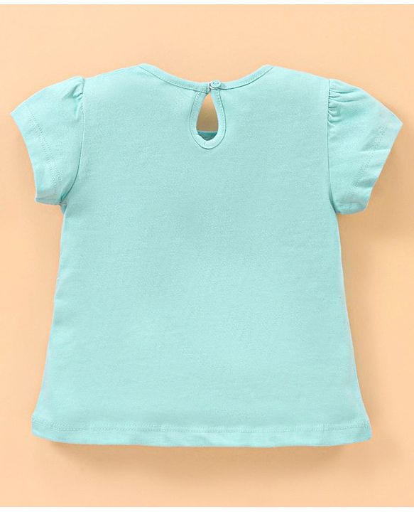 Babyhug Half Sleeves Top with Pyjama Floral Print - Blue