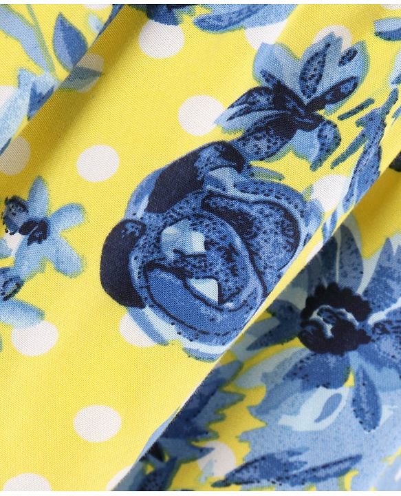 Babyhug 100% Rayon Woven Flutter Sleeves Frock Floral Print- Yellow